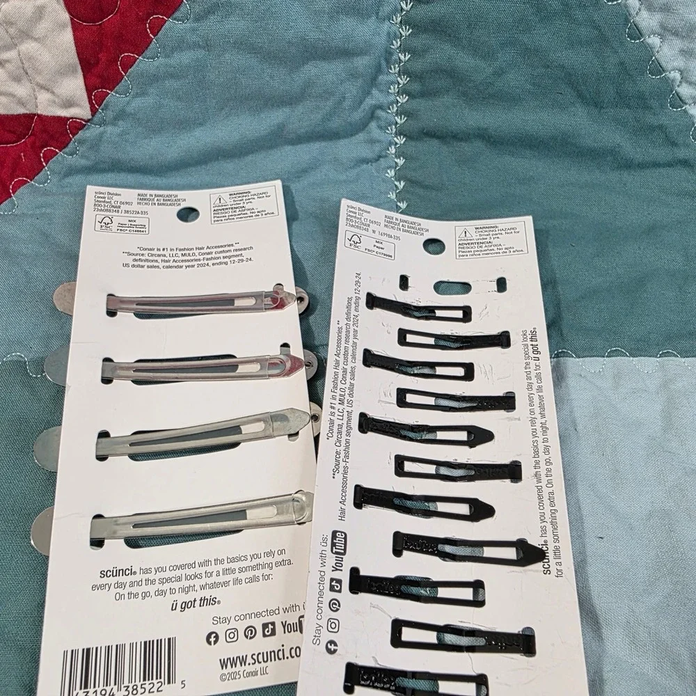 Scunci Snap Hair Clips 15 Piece Set Black Tortoise No-Slip Grip Sm/Lg 2